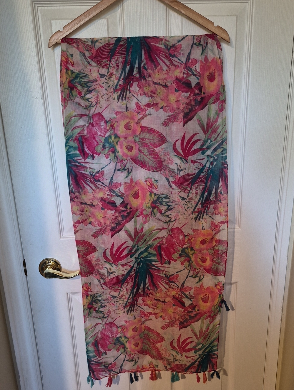 Tropical Floral Beach Sarong Wrap Scarf with Tassels One Size